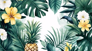 热带风情植物花卉插画