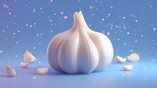 独颗大蒜的清新静物展示