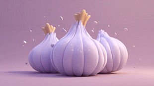 可爱紫色大蒜三维渲染图