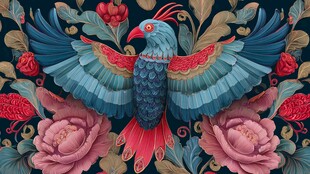 花鸟绘 绚丽鹦鹉与繁花