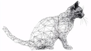 线条勾勒的几何风格猫咪