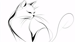 简约线条勾勒的优雅猫咪