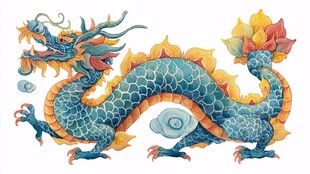 彩色祥瑞龙图