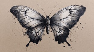 水墨风格蝴蝶艺术画作