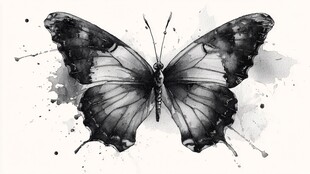 水墨风格蝴蝶艺术插画