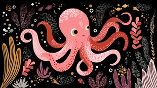 可爱章鱼的海底梦幻世界