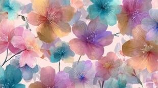 缤纷水彩花卉图案背景