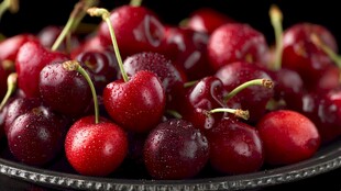 新鲜饱满的多汁红樱桃