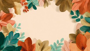 秋季花叶边框背景图