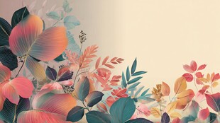 梦幻多彩花卉边框插画