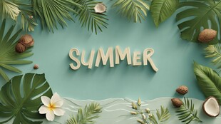 夏日风情 清新绿植与文字