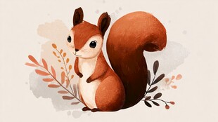 可爱松鼠插画 自然风萌物