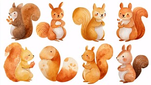 可爱松鼠插画集合