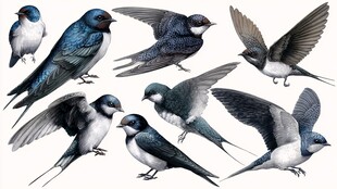 多样姿态的燕子插画