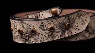 花卉图案铆钉装饰皮带