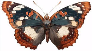 多彩蝴蝶展翅姿态优雅