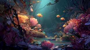 梦幻海底珊瑚与游鱼世界