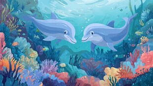 海底双海豚与缤纷珊瑚