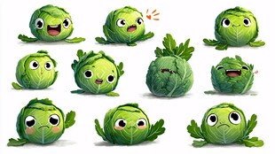 可爱圆白菜卡通表情集合