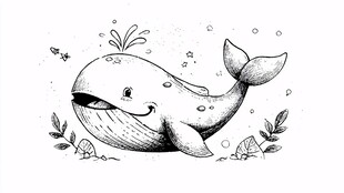 卡通鲸鱼的海底趣味画面