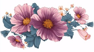 紫色花卉插画 清新浪漫风