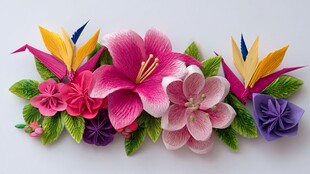 缤纷纸艺花卉装饰组合
