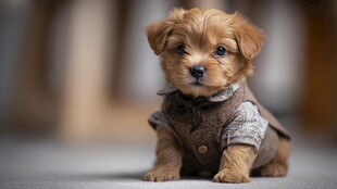 穿着小衣服的可爱小狗