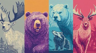 多彩野生动物插画组合