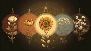 复古风花卉插画艺术作品