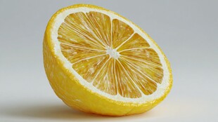 半颗鲜黄柠檬特写