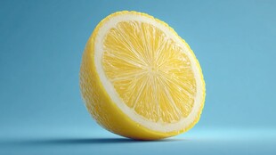 半颗柠檬的清新特写