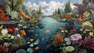 梦幻水生植物与游鱼景观