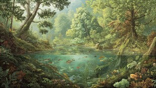 静谧森林中的清澈池塘