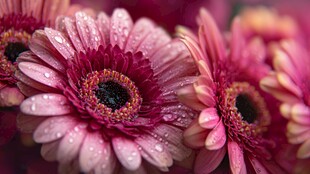 娇艳带露非洲菊绽放