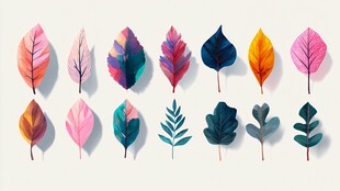 多彩秋叶插画集合