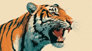 咆哮的斑斓猛虎