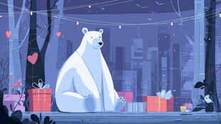北极熊的浪漫城市夜时光