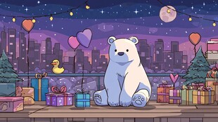 北极熊的梦幻节日夜晚