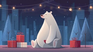 北极白熊的温馨圣诞夜