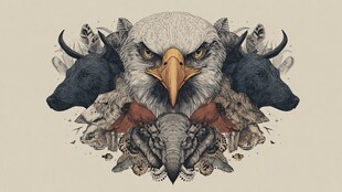 动物融合图腾 鹰象牛组合