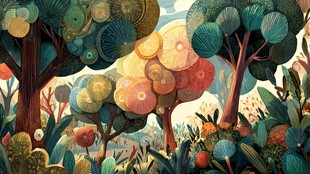 奇幻多彩森林插画世界