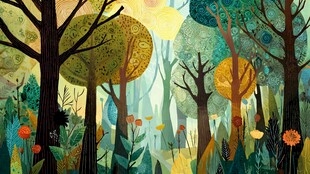 梦幻森林插画风景