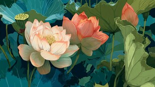 夏日荷花绽放美景