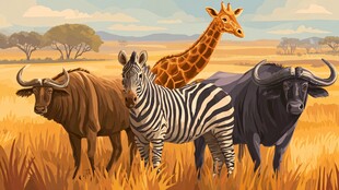 草原上的野生动物聚会