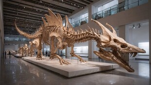 博物馆中的巨大恐龙骨架