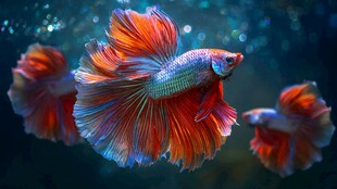 绚丽斗鱼在水中优雅舞动