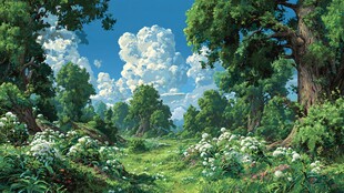 夏日葱郁森林美景