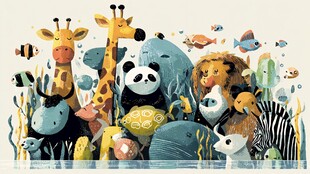 可爱动物们的欢乐聚会