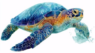 水彩绘灵动海龟