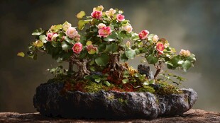 石上繁花盆景艺术之美